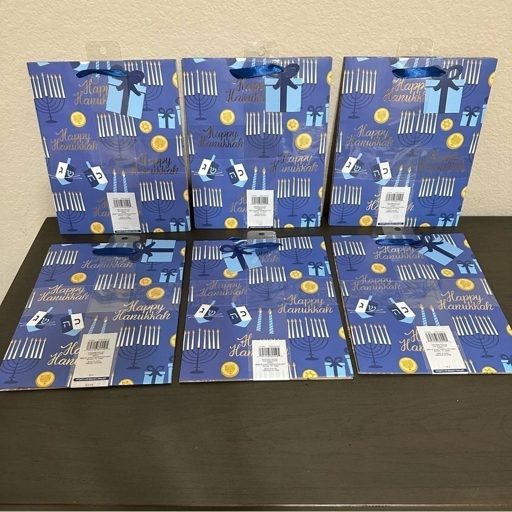 Celebrate It Happy Hanukkah Gift Bags 6 Packs 12 Bags Jewish Holiday Menorah
